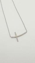 0.11Ct Round Cut White Diamond Side Ways Cross Charm Pendant 14k White Gold Over - £87.67 GBP