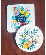 Coaster Set, Relaxation Coaster, Inspirational Drink Coaster, Just Breat... - $24.69 CAD