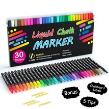 Chalk Markers, 30 Vibrant Colors Liquid Chalk Markers Pens For Chalkboards, Wind - £31.92 GBP