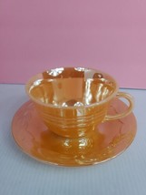 Vintage Fire King peach luster cup and saucer - £7.85 GBP