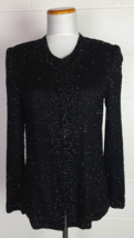 Laurence Kazar Black Beaded Silk Evening Jacket Blouse Small - £31.15 GBP