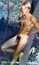 Gay male figure nude model poses in the forest no.2 colorized vintage art photog - £5.50 GBP+