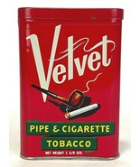 Vintage Tin VELVET Pipe Cigarette Tobacco POCKET Metal Red Advertising -... - $20.56