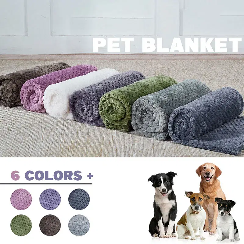 Color: GRAY, Size: S - Soft Pet Blanket Plush Dog Sleeping Blanket Solid... - $15.59