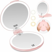 Funtouch 7&#39;&#39; Travel Makeup Mirror With Lights 10X Magnifying, Rechargeab... - $30.92