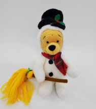 Disney Christmas Winnie Pooh as Snowman 9&quot; Plush Beanbag Toy w Broom B96 - €8,49 EUR