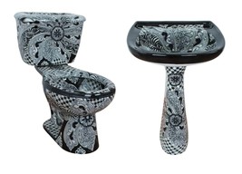 Mexican Talavera Ceramic Toilet Hand Painted  -Sello Negro - - $22,462.85 MXN