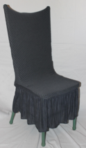 2 “Carter” Stretch Slipcovers Dining Kitchen Chair Covers 11” Ruffle Charcoal - £7.99 GBP