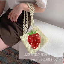 Cute Strawberry Beaded Bags Women&#39;s Fashion INS Girl Shoulder Bag Handwoven Casu - £43.07 GBP