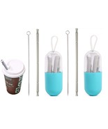 2 Pack Reusable Collapsible Food Grade Silicone Drinking Straws - Light ... - $7.91