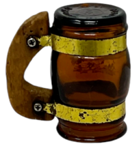 Vtg Grand Canyon Souvenir Mini Brown Glass Barrel Mug Wood Handle 2.5" MISPRINT image 4