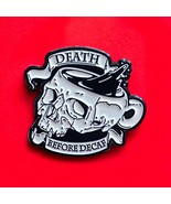 Enamel Pin - Skull Coffee Cup - Death Before Decaf -  Jean Jackets - Hat... - £3.13 GBP