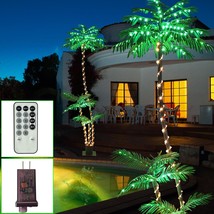 7Ft Lighted Artificial Palm Tree With Three Trunks And 260 Led Lights Fo... - $161.49