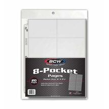 1 pack of 20 BCW 2 5/8" x 4" Sized 8-Pocket Vinyl Binder Pages - $14.72