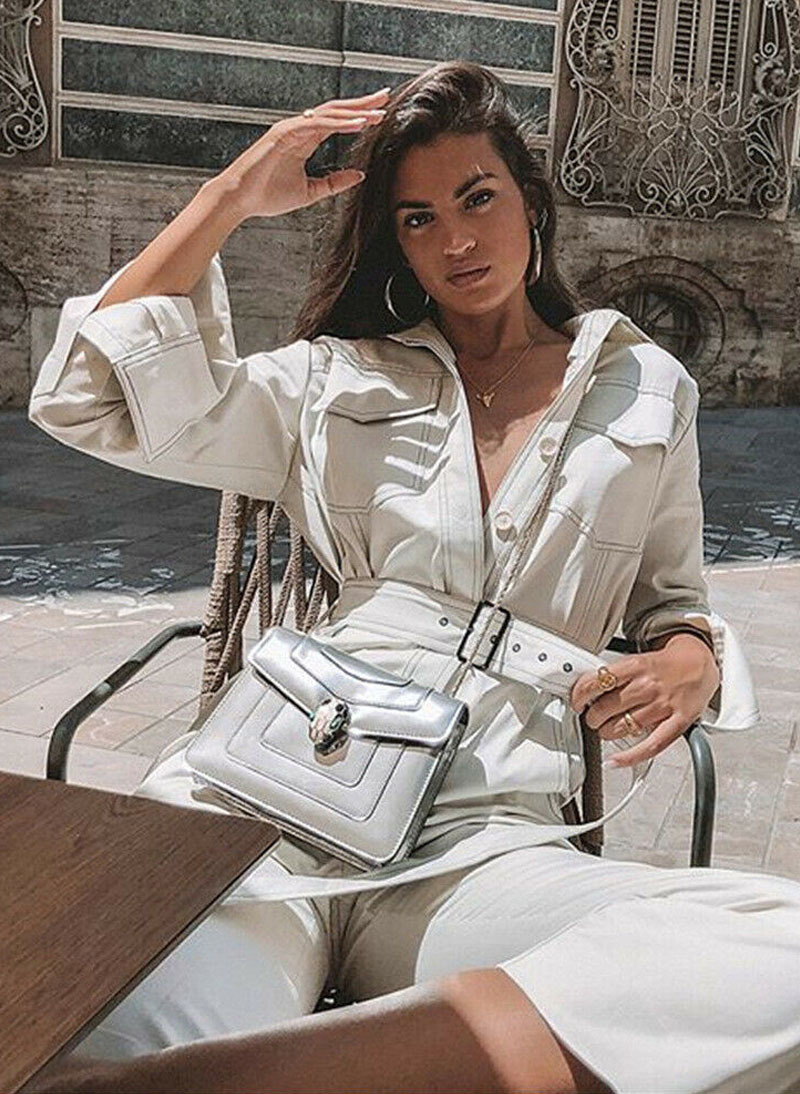 Women's Celebrity Emily Workwear Belted Jumpsuit Romper in Off White AUS STOCK Item image 5