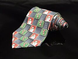 Hallmark MMG Yule Mens Tie Greetings Christmas Snowman Candy Cane Check - $8.96