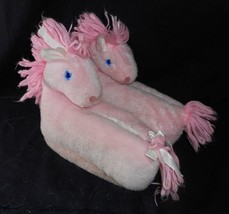 Vintage 1984 Commonwealth Pink Unicorn Kids Slippers Stuffed Animal Plush Xl 2-3 - £56.95 GBP