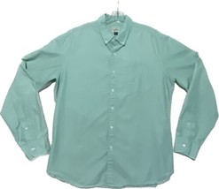 J Crew XL SLIM Men&#39;s 100% Cotton Shirting Long Sleeve Button UP Shirt Green - £14.87 GBP