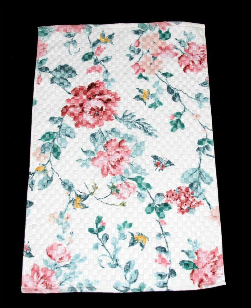 Gorgeous Caro Colorful Flowers Birds Butterflies Waffle Velour HAND Towe... - $14.99