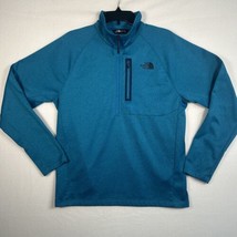 The North Face Men&#39;s L Heathered Teal 1/2 Zip Fleece Lined Pullover Ligh... - £18.05 GBP