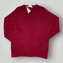 Vintage 1970s Lord and Taylor Man&#39;s Shop Lambswool V-Neck Sweater Red Me... - £49.17 GBP