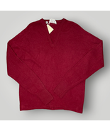 Vintage 1970s Lord and Taylor Man&#39;s Shop Lambswool V-Neck Sweater Red Me... - £49.47 GBP