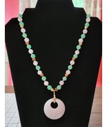 Rose Quartz and Green Aventurine Pendant Necklace  - $42.00