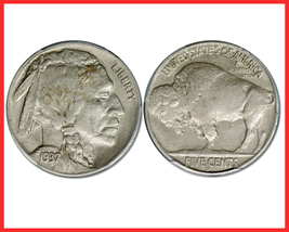 Rare Antique US United States 1937 D 3 Legs 5c Buffalo 5 cents Silver Color Coin - £22.35 GBP