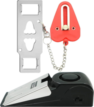 Portable Door Lock &amp; Door Stop Alarm Set, Dual Protection Home Security ... - $18.14