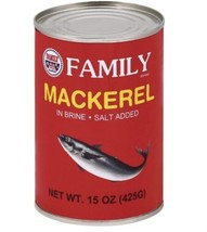 Family Mackerel In Brine Salt Added 15 Oz. (Pack Of 16 Cans) - £155.03 GBP