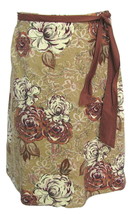 NWT St John Bay Floral Tan Brown Corduroy Skirt 4 Belt Red White Flower Art XS  - £14.86 GBP