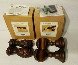 Beautiful Set of Pier 1 Carved Dark Wood Brackets and Finials Scalloped NIB - £44.03 GBP