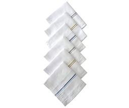 Beautiful Cotton Handkerchiefs Stripe Office Party Rumaal White Hankie S... - $12.48