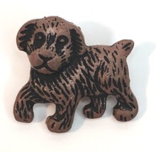 Vintage Textured Puppy Dog Button (for Sewing) Brown Black - $8.00