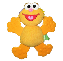 Sesame Street Baby Zoe Plush Rattle Teether 7&quot; 2008 Stuffed Crib Toy Orange Doll - £8.68 GBP