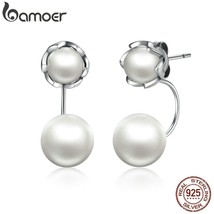 New 100% Authentic 925 Sterling Silver Simulated Pearls Jewelry Special Style Fe - $20.09