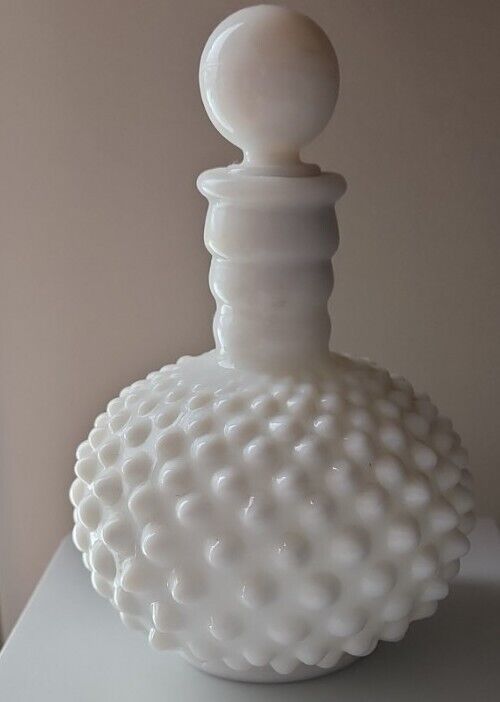 Primary image for Unmarked Fenton ~ White Milk Glass ~ 7" Hobnail ~ Decorative Perfume Bottle