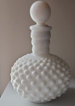Unmarked Fenton ~ White Milk Glass ~ 7&quot; Hobnail ~ Decorative Perfume Bottle - £29.89 GBP
