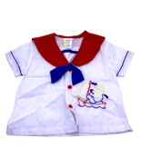 Vintage 1960s Baby Shirt Size 6-9M Boys Girls Sailor Nautical Embroidere... - $31.61