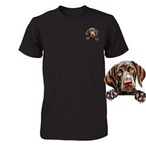 Funny German Shorthaired Pointer Dog Peeking Pocket Tshirt Cute Puppy Dog Tee - £14.50 GBP+