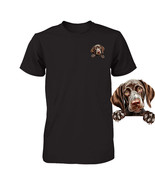 Funny German Shorthaired Pointer Dog Peeking Pocket Tshirt Cute Puppy Do... - $25.11 CAD+