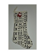 NEW African Mud Cloth Christmas Stocking Beige Textured Woven Fabric Bla... - £12.19 GBP