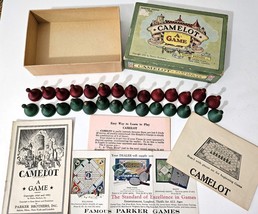 Rare Vintage 1930 Parker Brothers Camelot A Game Wooden Pieces w/ Box & Papers - $11.25