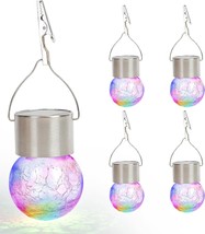 Solar Hanging Lights for Outside Crackle Glass Ball Solar Hanging Powere... - £19.77 GBP