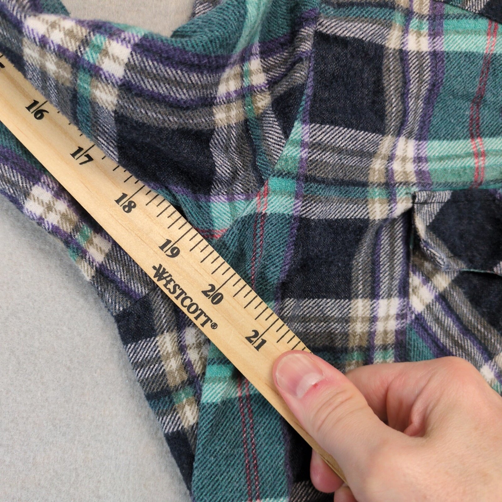 Vtg GFC Trading Co Plaid Flannel Pearl Snap Shirt Men's XL Navy Green Gorpcore Item image 5