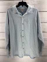 Carbon 2 Cobalt Button Up Shirt Blue White Check Long Sleeve Thick Large - £16.14 GBP