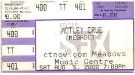 Mötley Crüe Megadeth Konzert Ticket Stumpf August 5 2000 Hartford Connecticut - £34.30 GBP