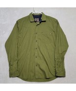 SIN DNM Button Front Shirt Mens L Large Green Long Sleeve Casual Cotton ... - £29.75 GBP