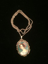 Vintage 40s Painted Portrait "cameo-style" necklace/pin image 2