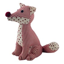 Fox Plush Doorstop 12&quot; Red &amp; White Polka Dot Weighted Bottom for Sitting w/Tag - $26.08